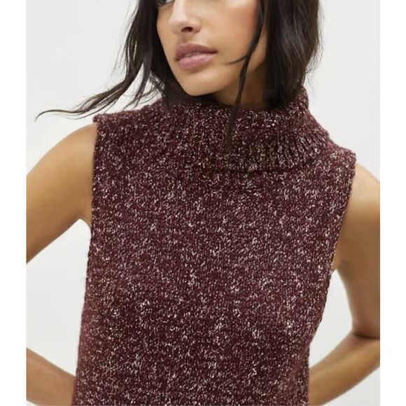 Anthropologie Sleeveless Flowy Turtleneck Tunic Sweater Bordeaux‎ Size S - Picture 12 of 12